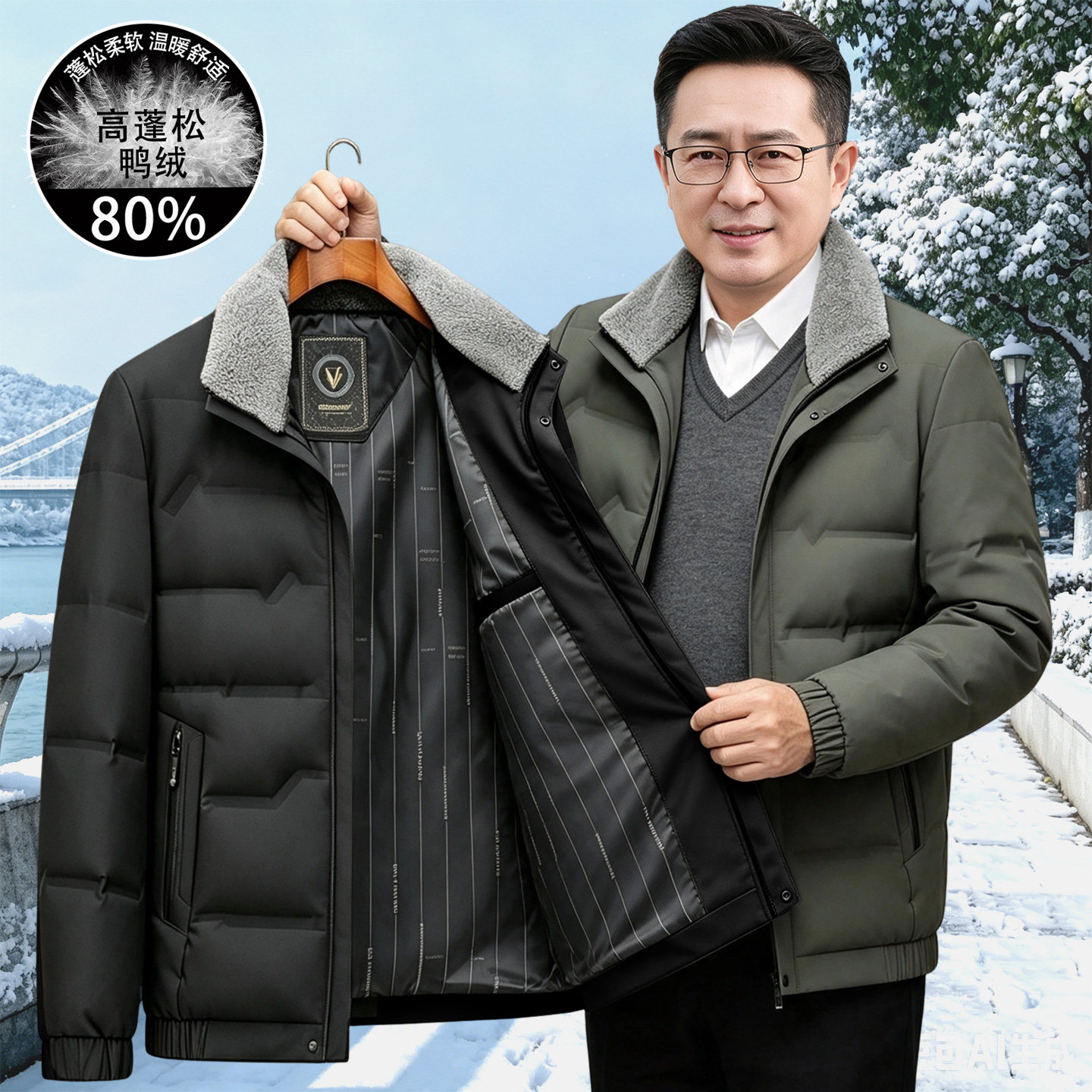短款中老年羽绒服男加厚冬季爸爸防寒服外套老年人爷爷保暖棉衣服