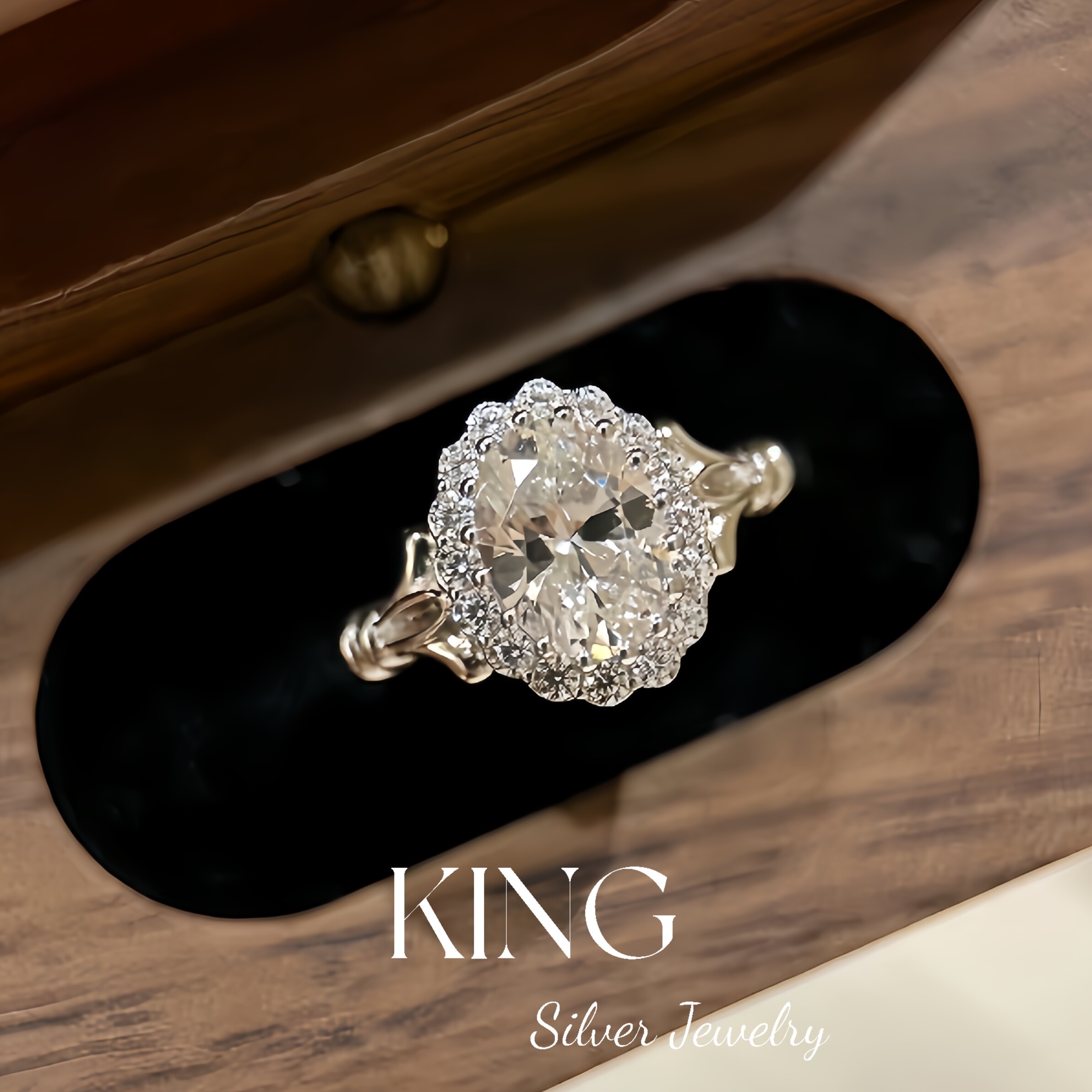 king银饰珠宝S925银手捧花钻戒