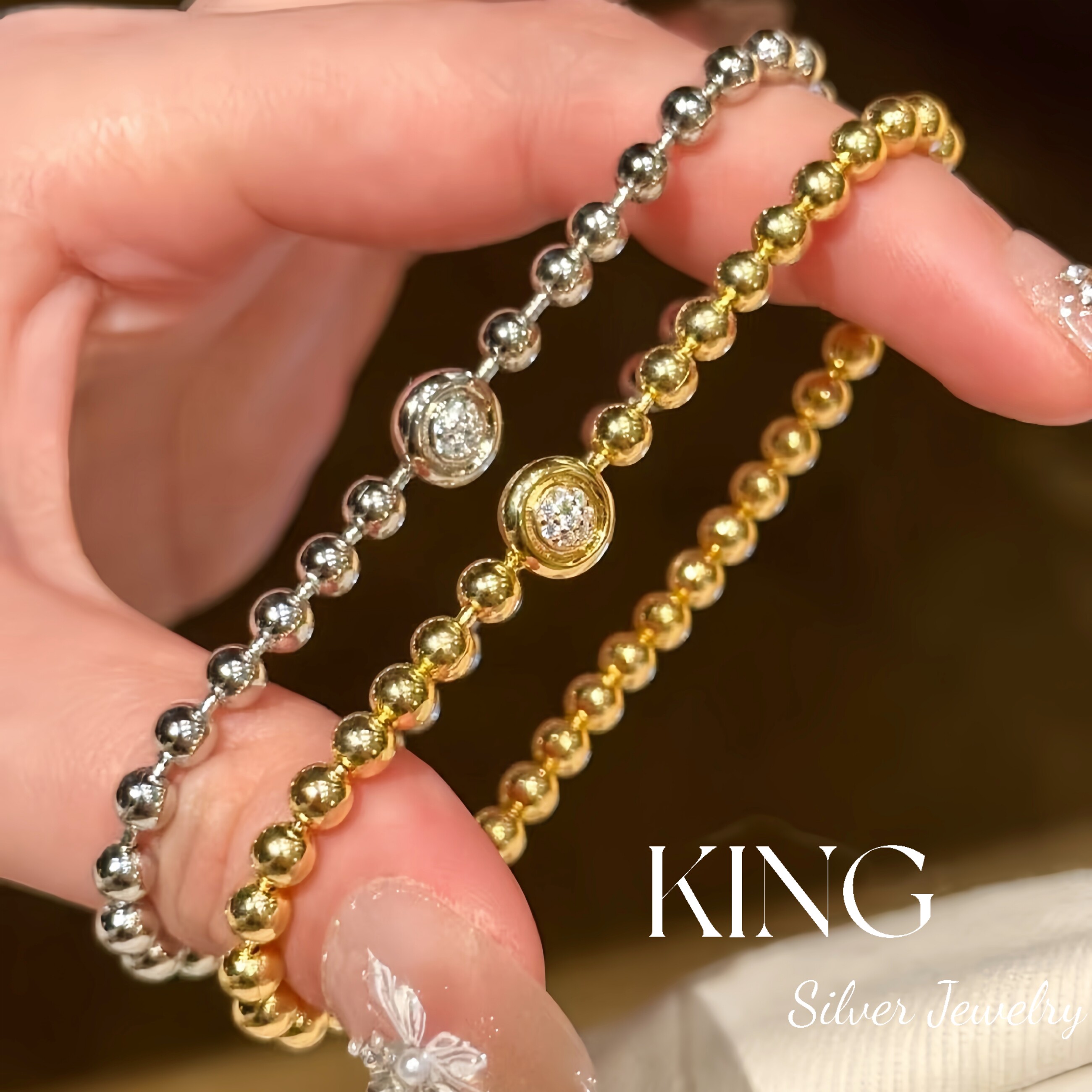 king银饰珠宝S925银弹力手链