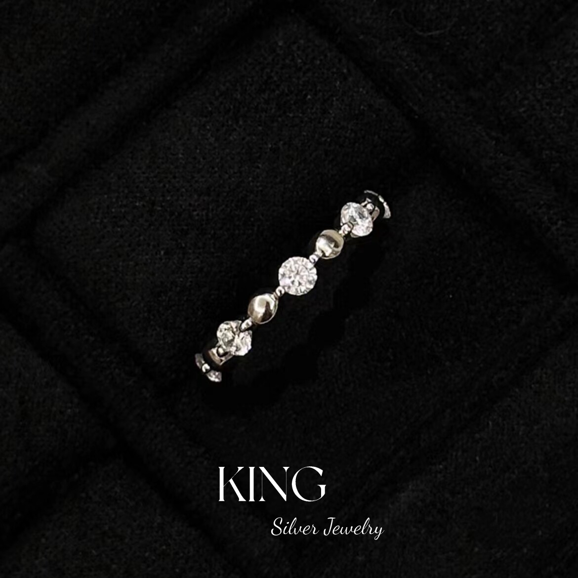 king银饰纯银点点星辰钻石女戒指