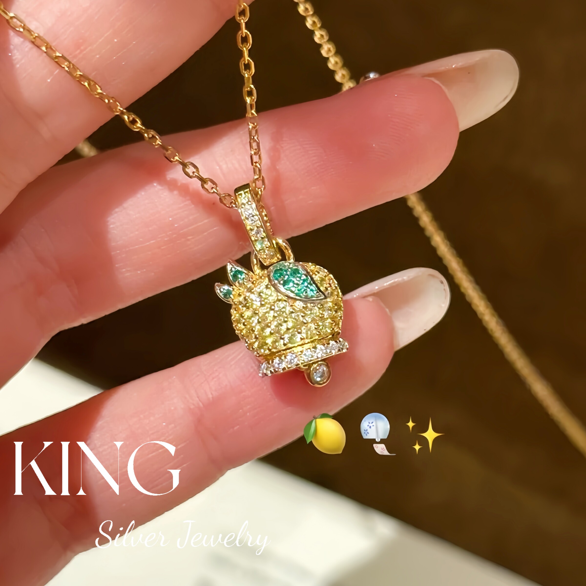 king银饰珠宝S925银柠檬风铃项链