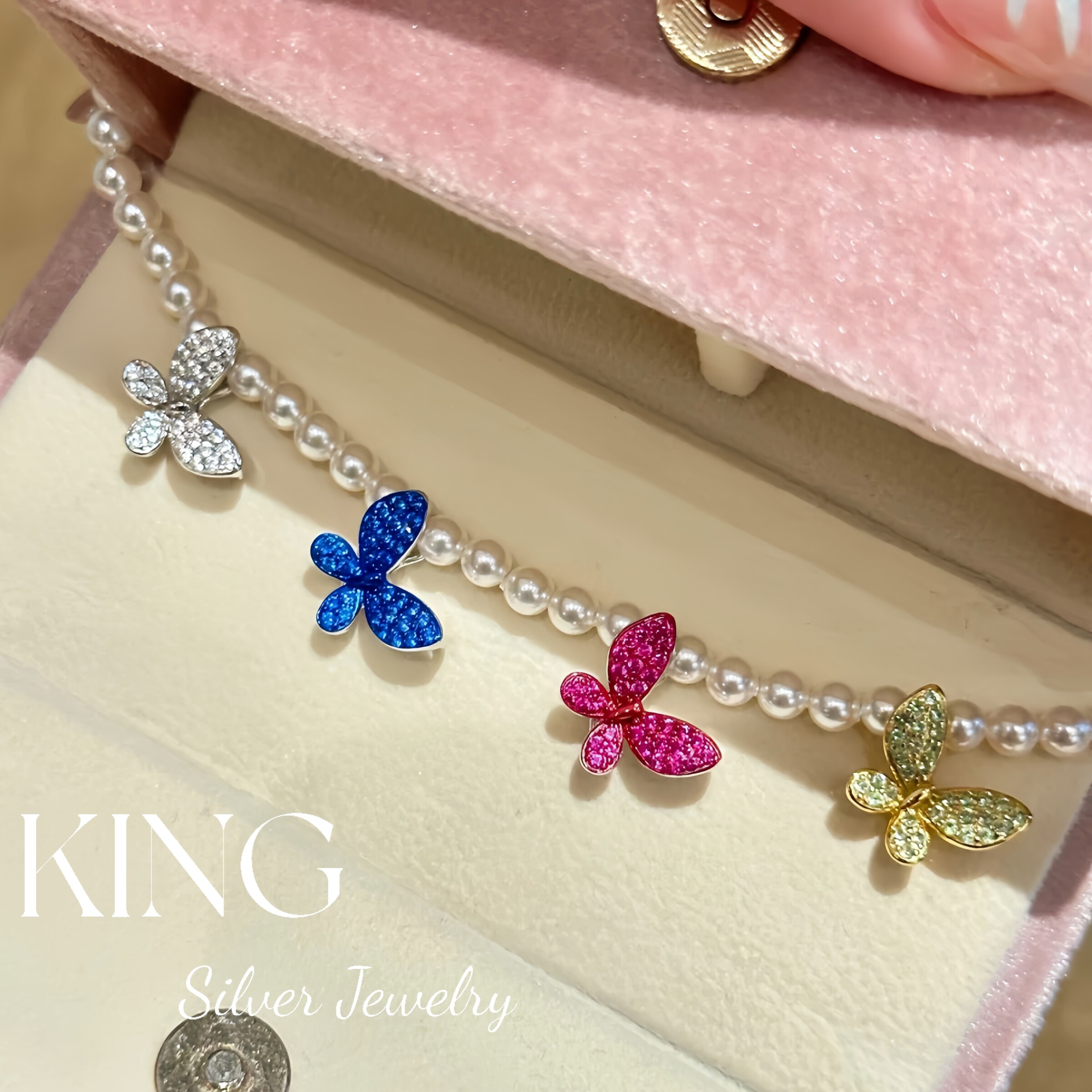 king银饰珠宝S925银小彩蝶项链