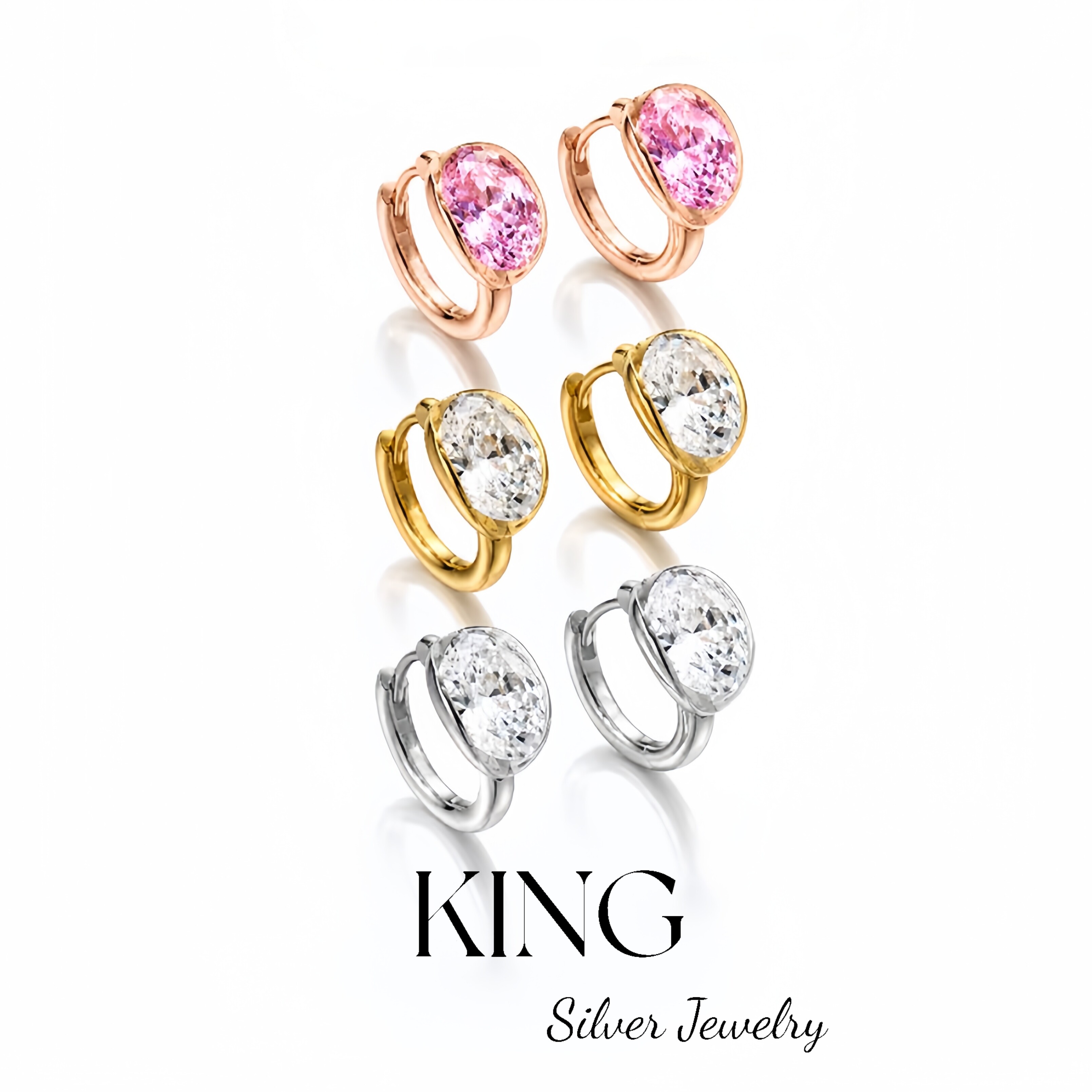 king银饰珠宝S925悬浮鸽子蛋耳圈