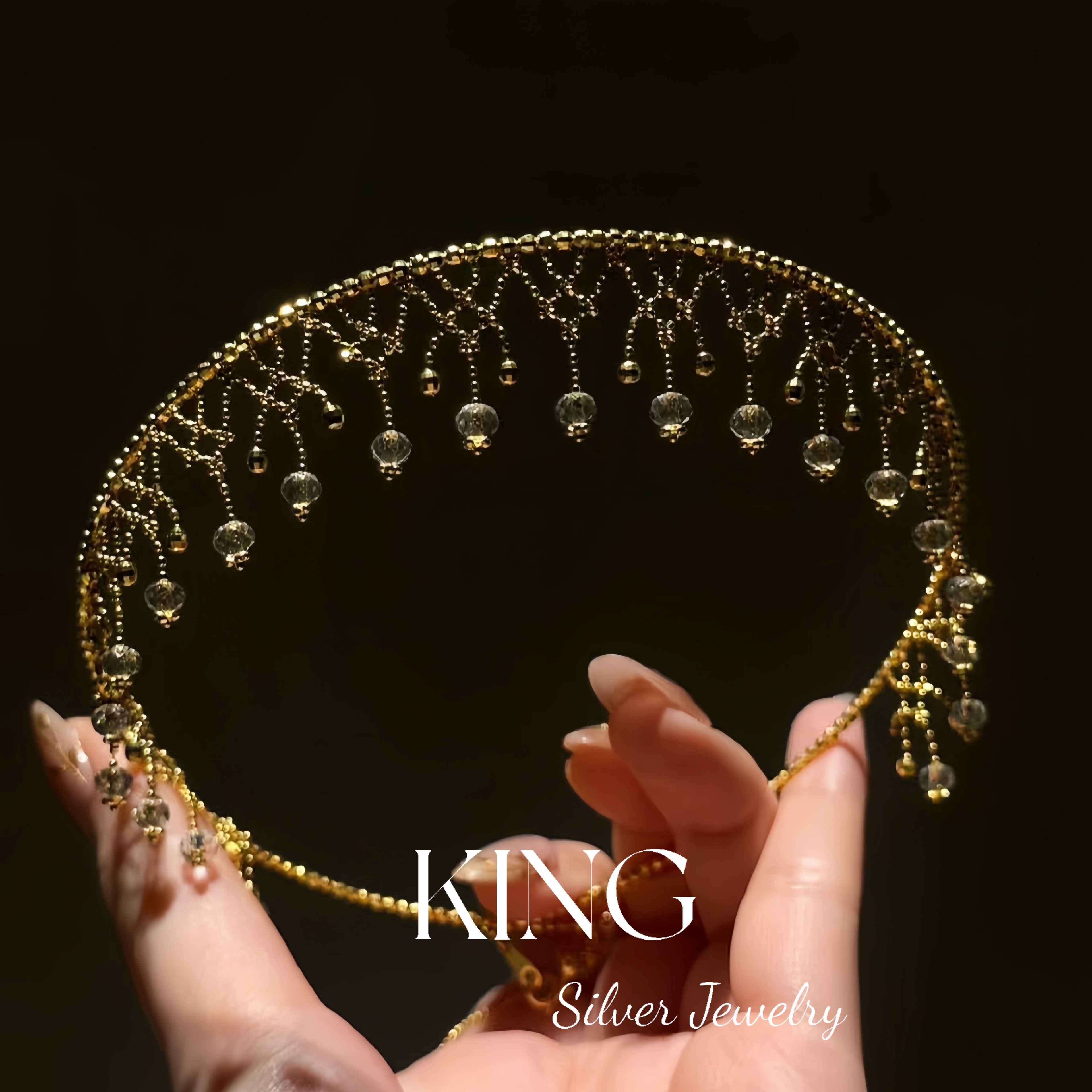 king银饰珠宝S925银织络星垂项圈