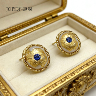 JO轻宫廷风设计感耳钉珍珠重工bling精致百搭高贵耳饰Vintage中古