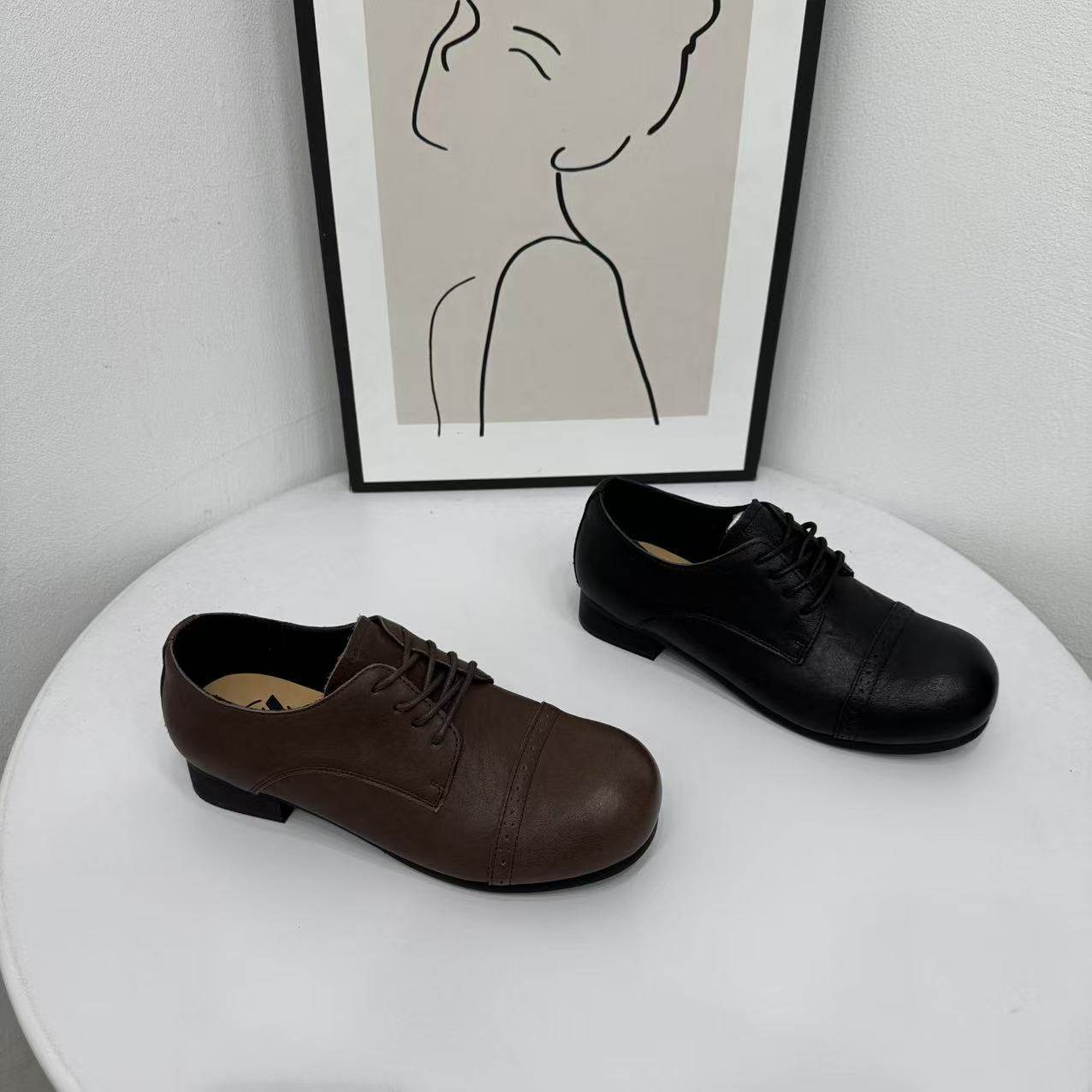 英伦风雕花小皮鞋女2026春新款牛皮系带复古粗跟时尚深口休闲单鞋,女鞋,勃肯鞋/软木鞋,淘宝优惠券,粉丝福利购,淘宝优惠卷