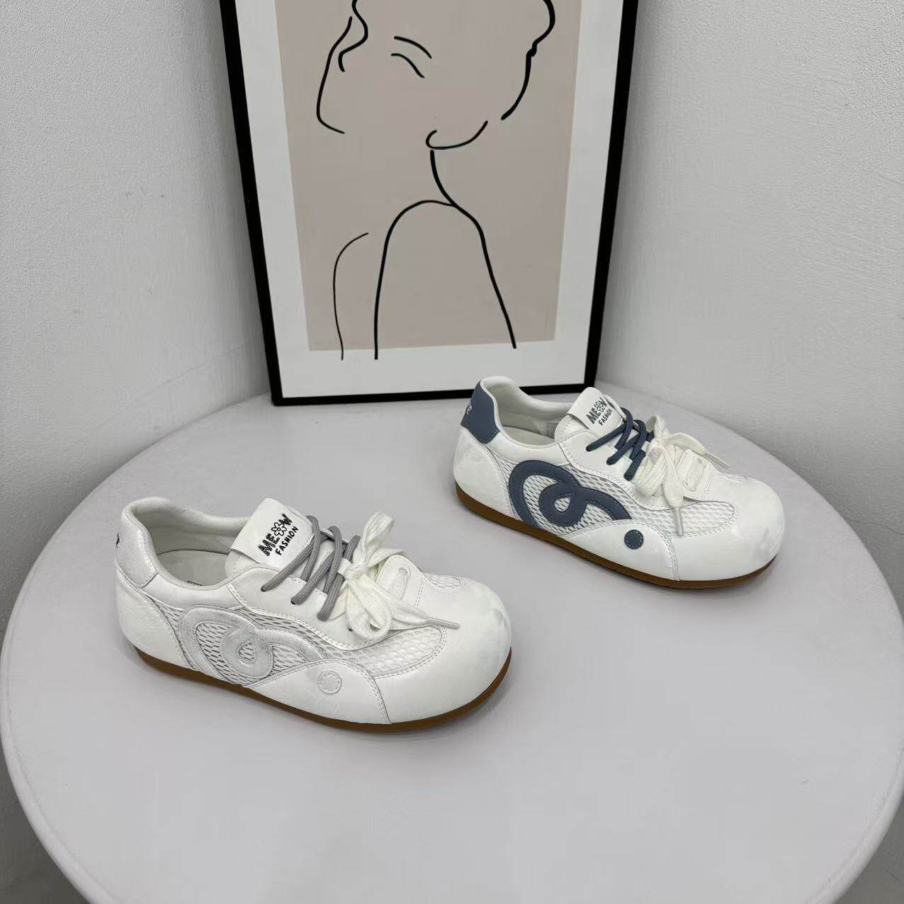 休闲平底耐磨圆头运动鞋春季百搭防滑软底轻便德训鞋不累脚女鞋翠