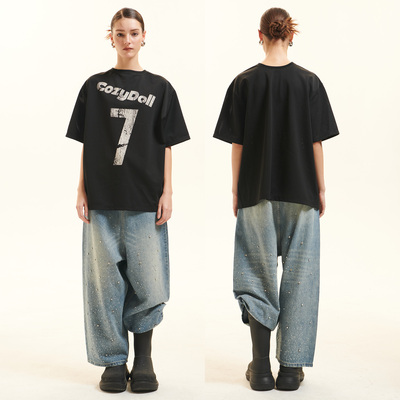 Cozydoll裂纹做旧印花运动球衣