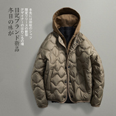 90白鸭绒 冬季 日系极简cityboy 目记 假两件连帽羽绒服外套 男