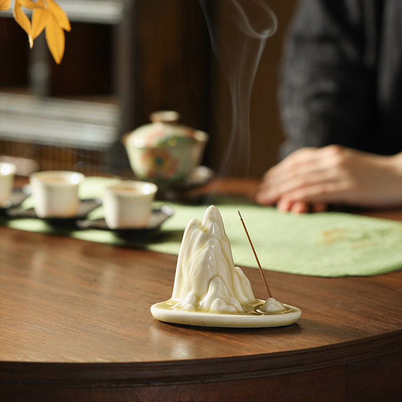 创意陶瓷观山香薰炉摆件家用室内冰裂观山茶宠线香托香插香座,餐饮具,茶道/香炉,淘宝优惠券,粉丝福利购,淘宝优惠卷