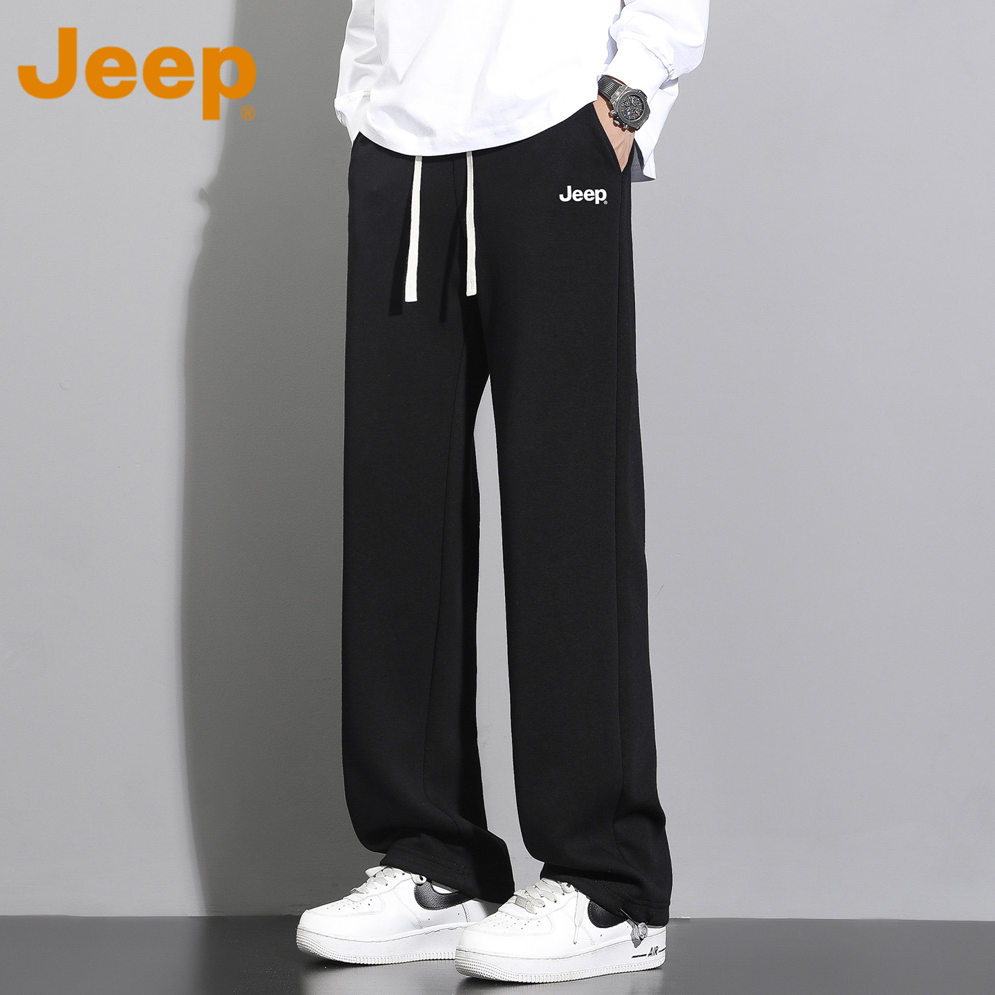 JEEP吉普垂感直筒休闲裤男士2026年夏季新款宽松卫裤薄款运动长裤