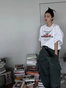 2023东大门新款怪味少女字母原宿古着小众宽松显瘦薄款上衣T恤女