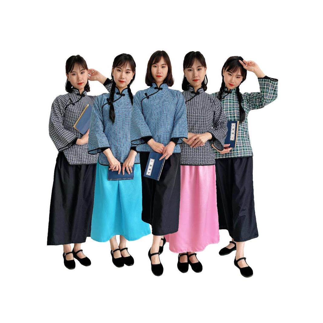 民国学生装女五四青年演出服民国风女装中山装男舞台合唱表演服装