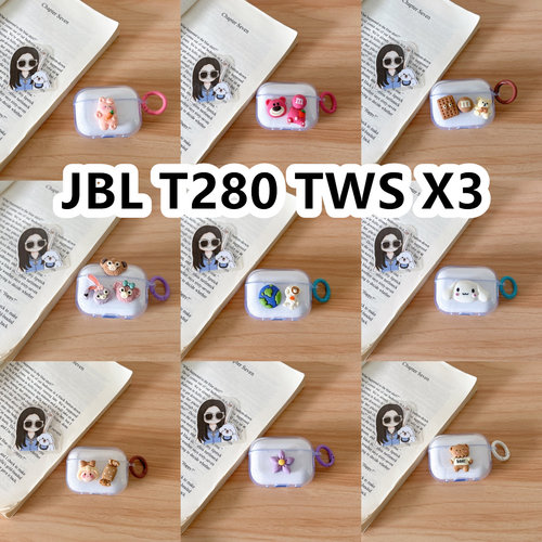 适用于JBL T280 TWS X3耳机套透明DIY手作经典卡通保护套防摔可爱