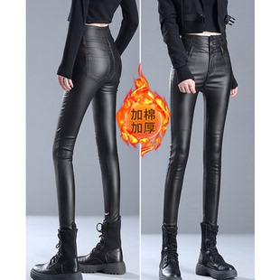 黑色哑光皮裤女款裤子加绒加厚2025冬季紧身显瘦加长小脚裤打底裤