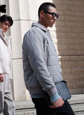 LNG时尚百搭格纹翻领棉服夹克冬季外套男上衣SJCD021