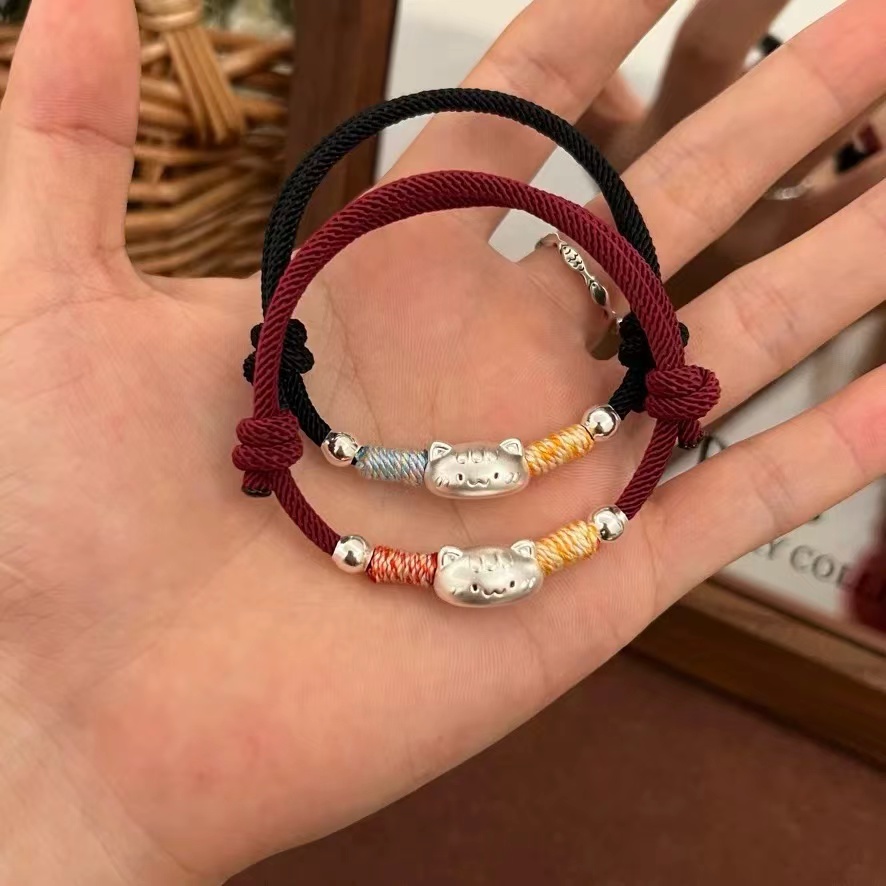 新款足银999小猫手链女款小众设计感手串2026新款爆款招财纳福