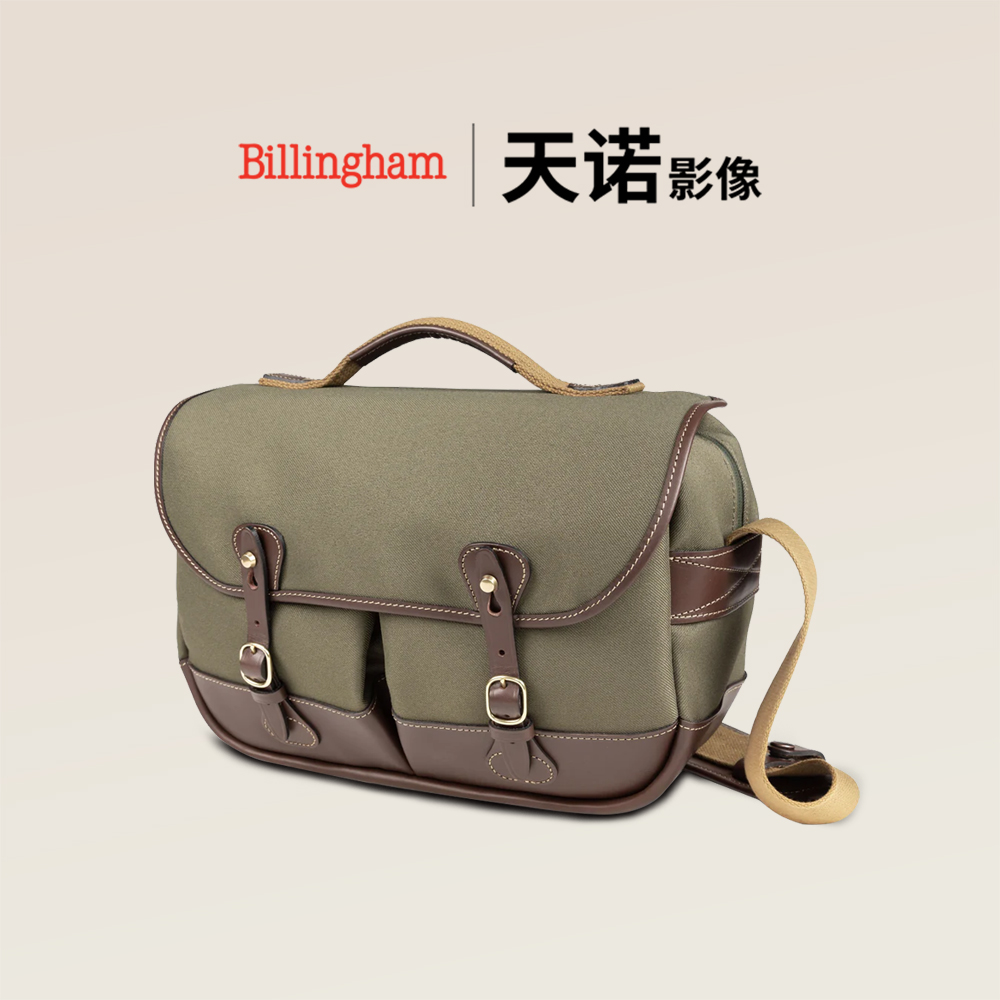Billingham/白金汉包Mini Eventer斜挎包单肩包原装真皮帆布灰绿巧克力边英国原装进口纯手工制作