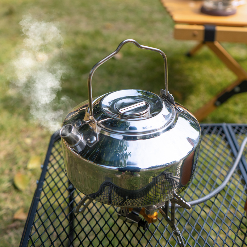 户外野营烧水壶不锈钢咖啡壶登山垂钓便携茶壶自驾露营野炊烧水壶