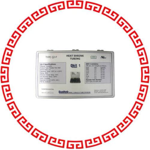 Q2-F-QK1-01-6IN-180 HEATSHRK KIT SMALL SZE BLK 180PC