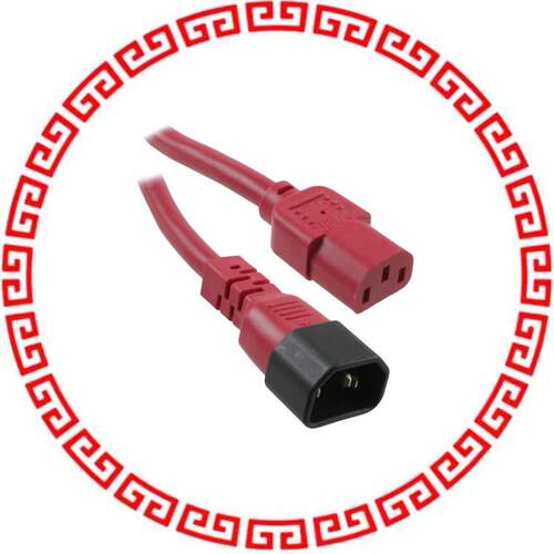 800-14-12D-RE-0002F PWR CORD 15A 250V 14AWG RED 2'
