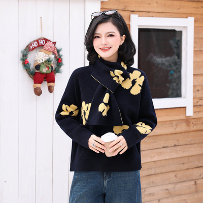 高端圆领提花加厚全羊毛针织衫