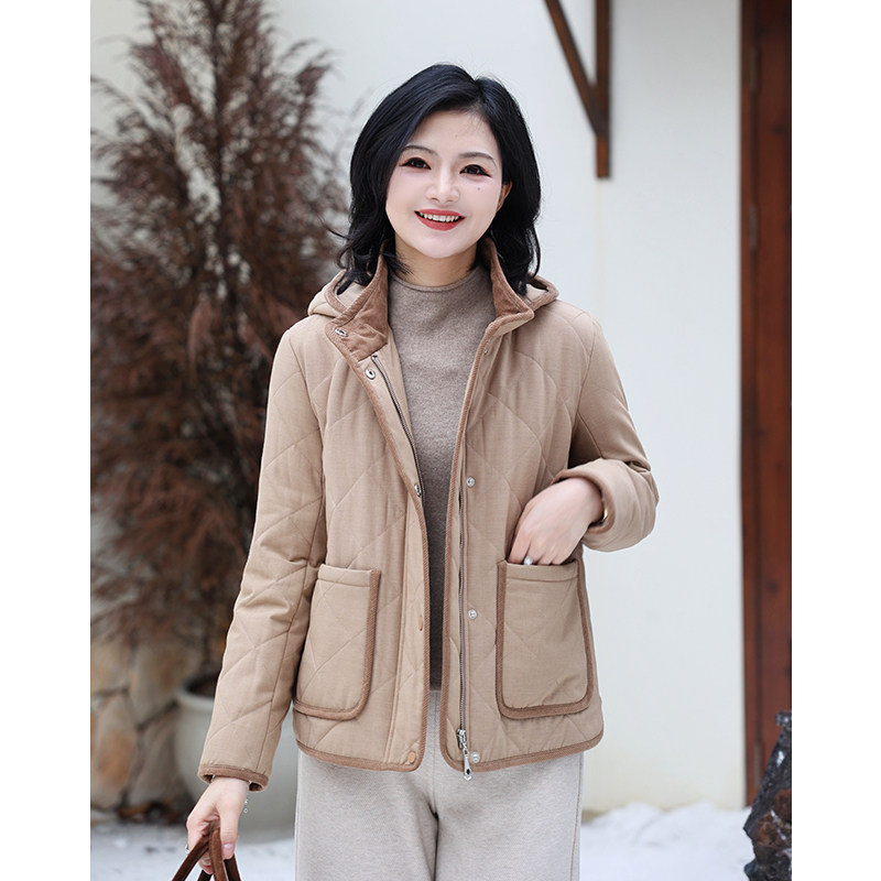枫竺雅丹风菱格可拆卸帽长袖棉服外套女秋冬2025年新款短款棉衣,女装/女士精品,棉衣/棉服,淘宝优惠券,粉丝福利购,淘宝优惠卷