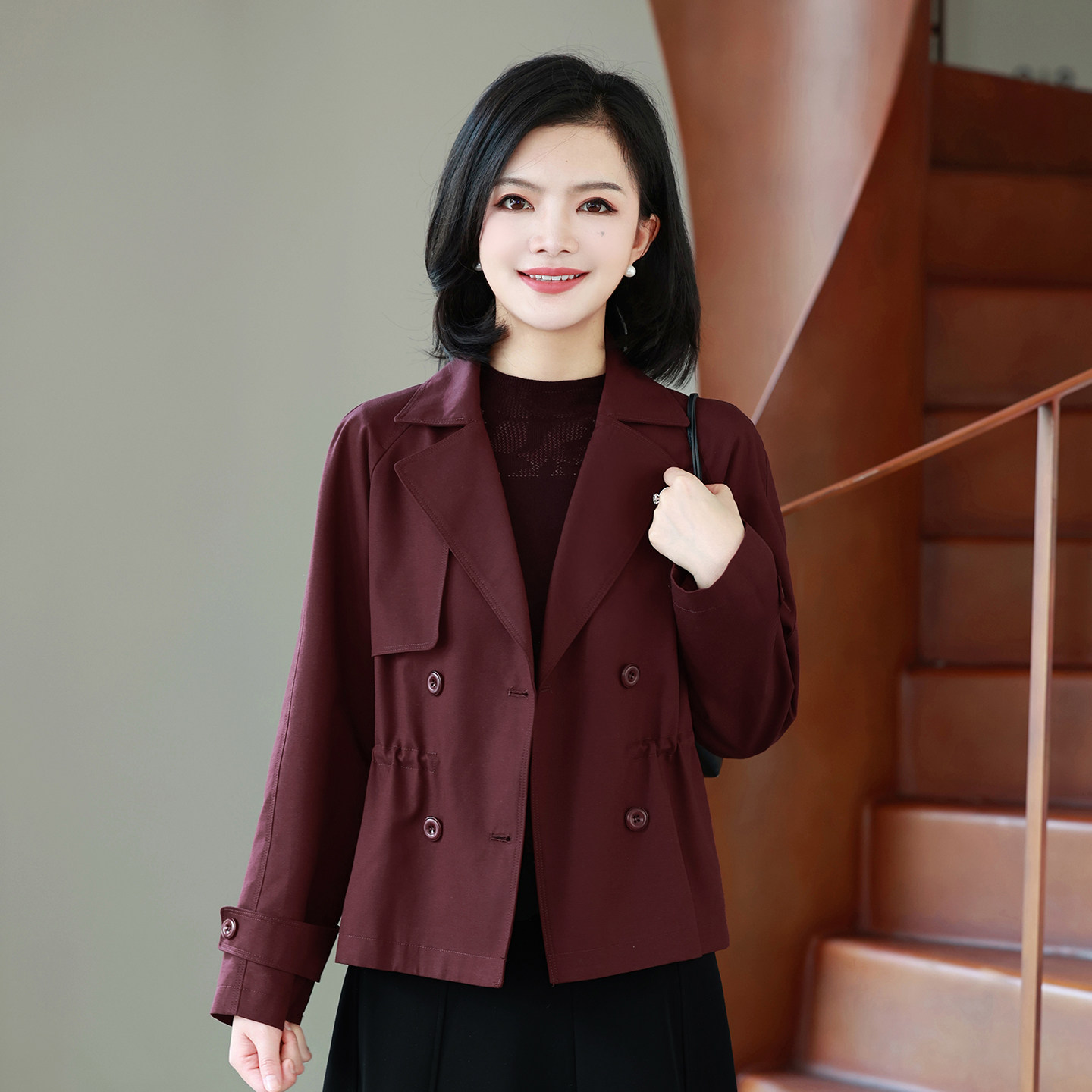 枫竺阿楠显瘦通勤百搭风衣外套女图片