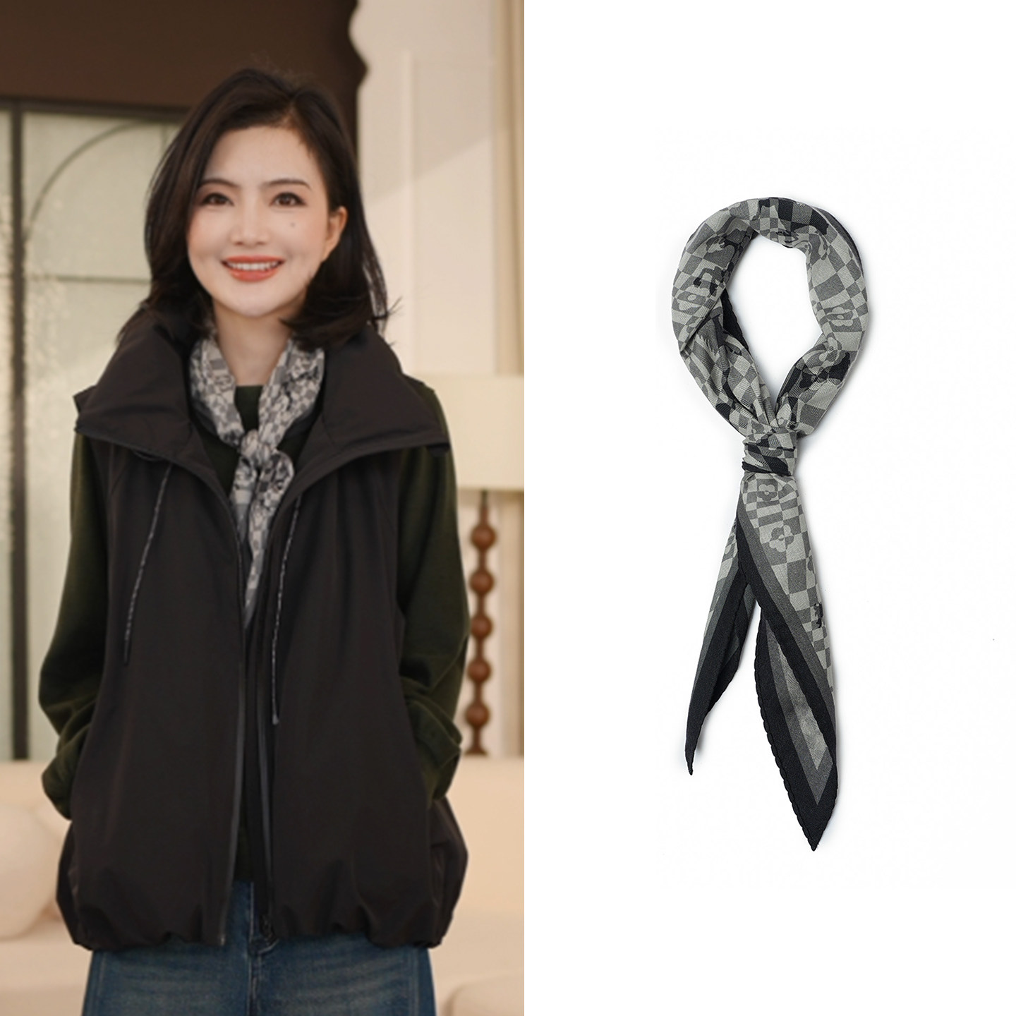 绵羊毛双面异色小马三角巾