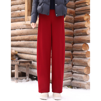 松紧腰加绒加厚显瘦显腿长弯刀裤