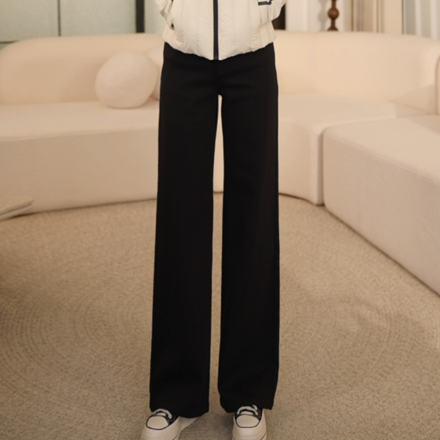 中高腰气质通勤显瘦加绒牛仔裤女