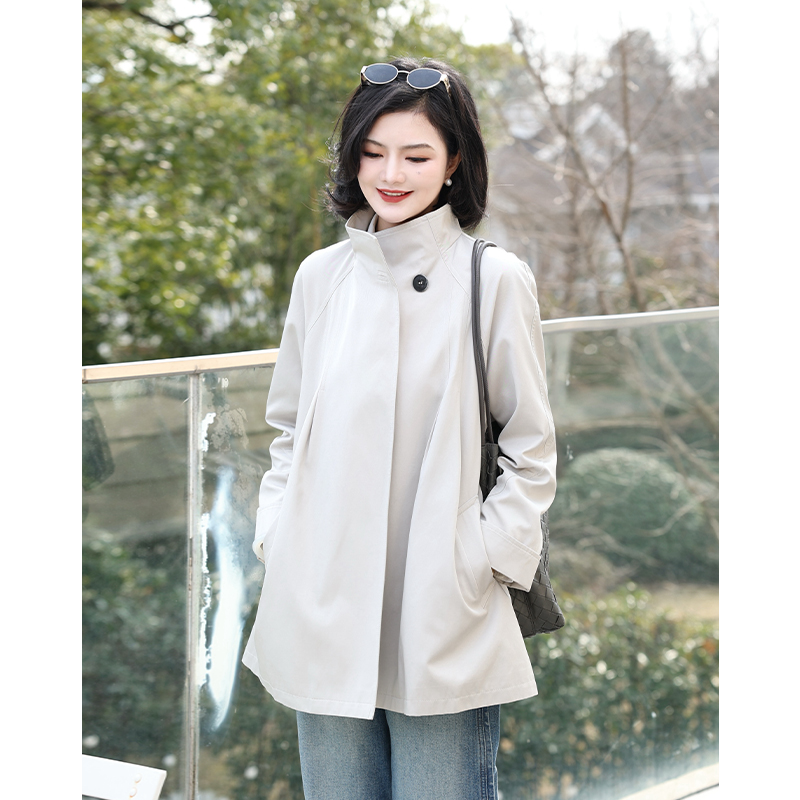 一粒扣中长款风衣女通勤外套春
