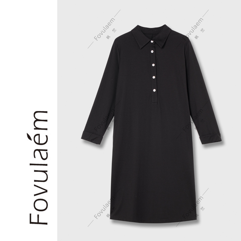 显瘦黑色连衣裙女中长款