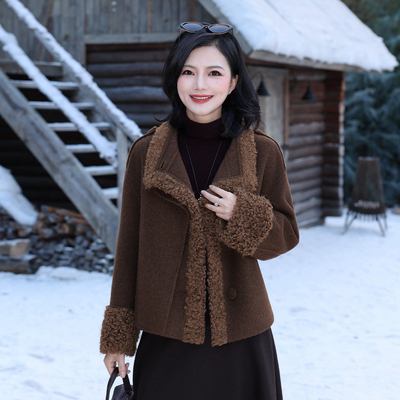 加厚羊毛绒颗粒呢子大衣女