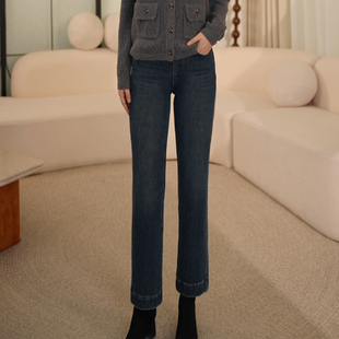 【加绒牛仔法棍裤】枫竺中高腰显瘦显高显腿长万向弹直筒裤女冬季