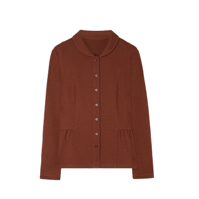 娃娃领纯色长袖衬衫秋冬季