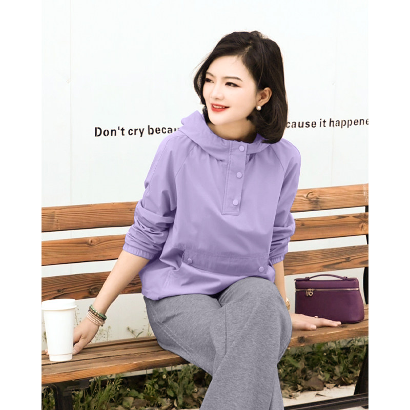 枫竺山系户外纯色长袖口袋连帽卫衣外套女2026春季新款套头上衣,女装/女士精品,短外套,淘宝优惠券,粉丝福利购,淘宝优惠卷