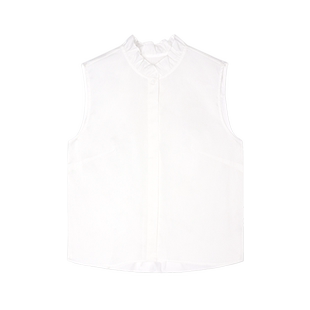 枫竺高端通勤简约无袖木耳领搭配背心衬衫内搭2026春季新款女装