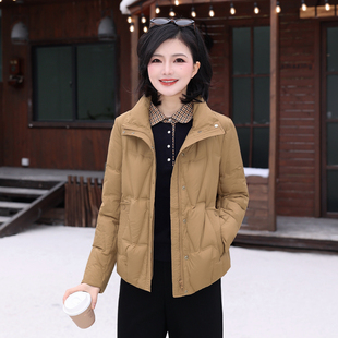 枫竺90白鸭绒简约通勤立领压胶保暖羽绒服外套女小个子短款冬季