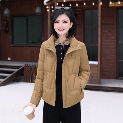 简约通勤立领压胶保暖羽绒服