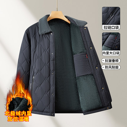 棉衣男士冬季加绒加厚爸爸冬装外套中老年人爷爷外穿棉服内胆棉袄
