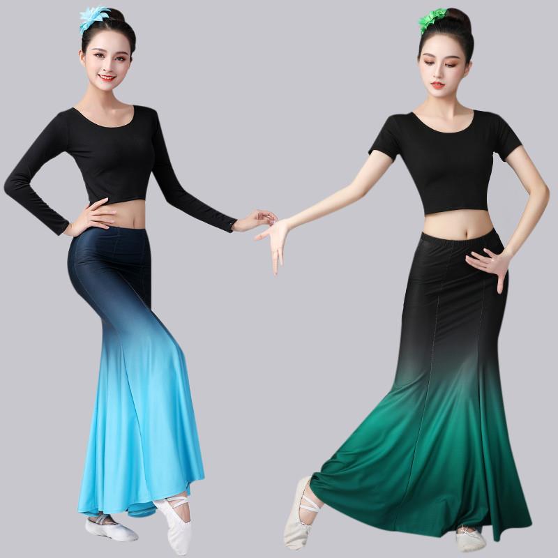 傣族舞蹈服女演出服练功舞裙傣族孔雀舞蹈艺考表演服装舞蹈练习裙