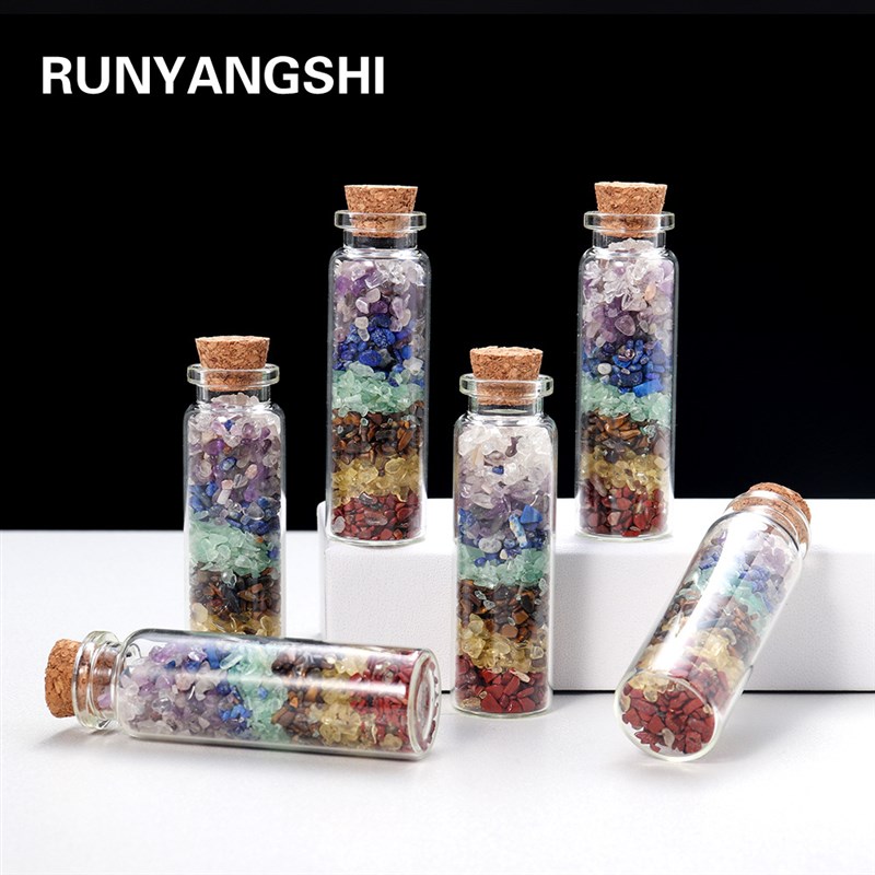 速发热销水晶面石七色宝石流漂瓶抛光矿石七彩宝石桌碎装饰厂