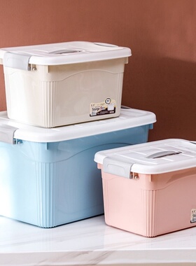 速发衣服物玩具整理箱零学床底盒子小号食生带盖家用储物盒塑料收