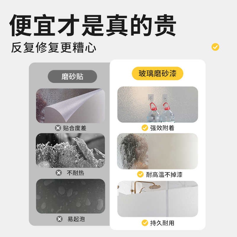 速发玻璃改色水性油漆卫生间门窗防窥遮光磨砂漆自刷翻新涂料喷漆