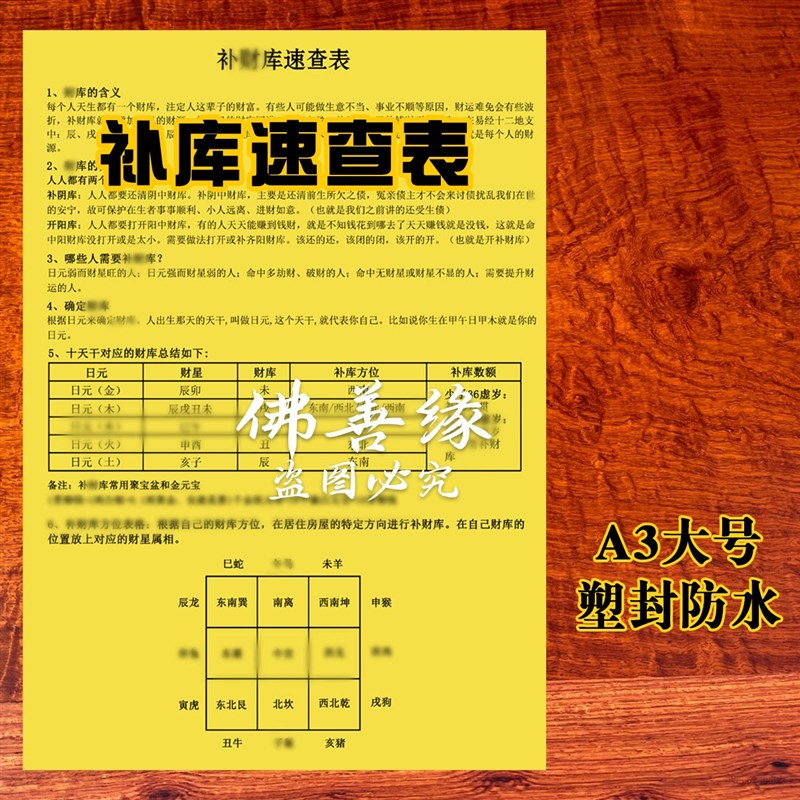 速发补库速查表 黄纸表文疏文 42X2厘米A塑封 拍下发一张