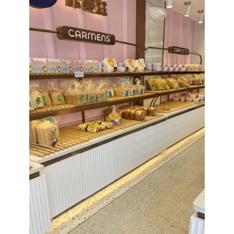 速发玻璃糕点展示柜蛋糕模型柜铁艺边柜实木弧形中岛柜收银台商用