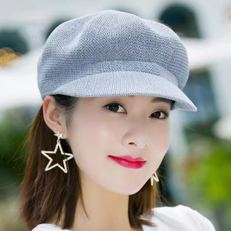 速发春夏季镂空透气八角帽遮防晒秋天时尚百搭画家贝雷