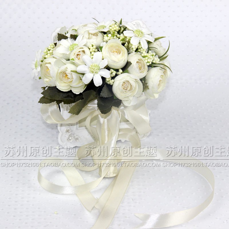 速发唯美新娘手捧花韩式婚礼影娘团影楼婚伴摄纱道具手捧花结婚手