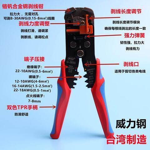 速发多功能剥线钳鸭嘴剥线钳电工拨线剪刀压线光钎电缆电线自动剥